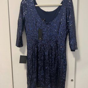 Navy Sequined quarter sleeve dres
